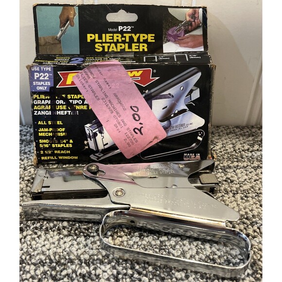 NEW NOS VTG ARROW P22 Plier Stapler Staple Gun Chrome Heavy Duty USA - Picture 1 of 12